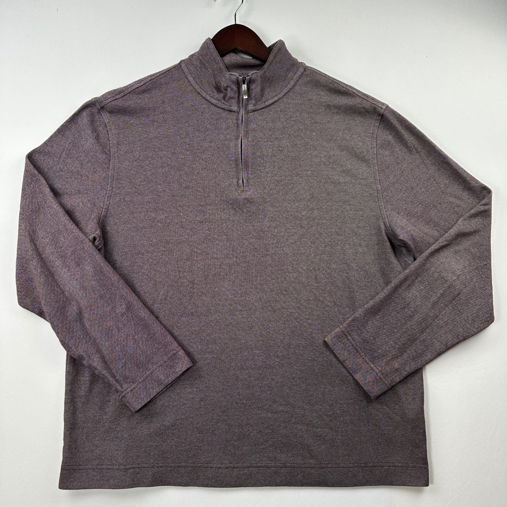 Van Heusen Mens Classic Fit 1/4 Zip Pullover Long Sleeve Top Purple Heather Sz L